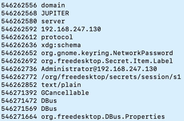 The output of strings and grep